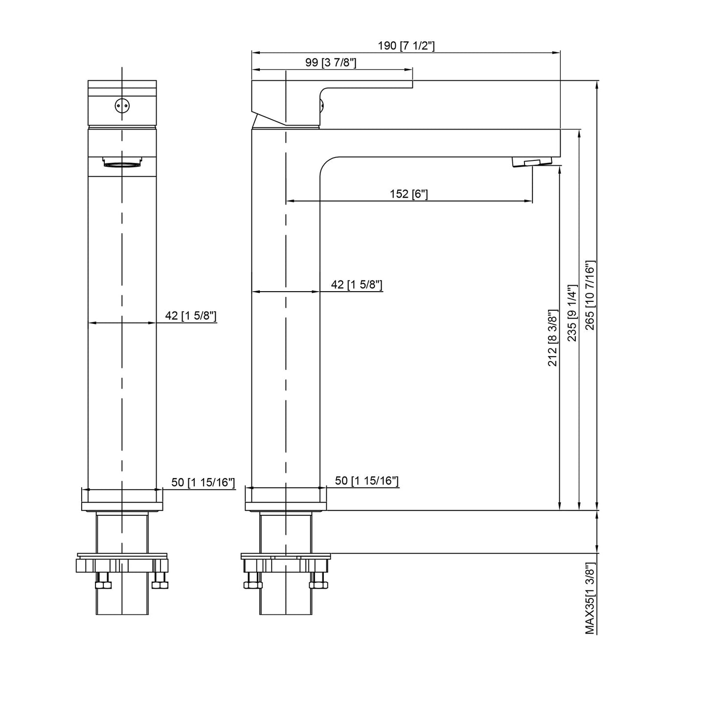 Bathroom Vessel Faucet - KUBE - LINO - 81H45